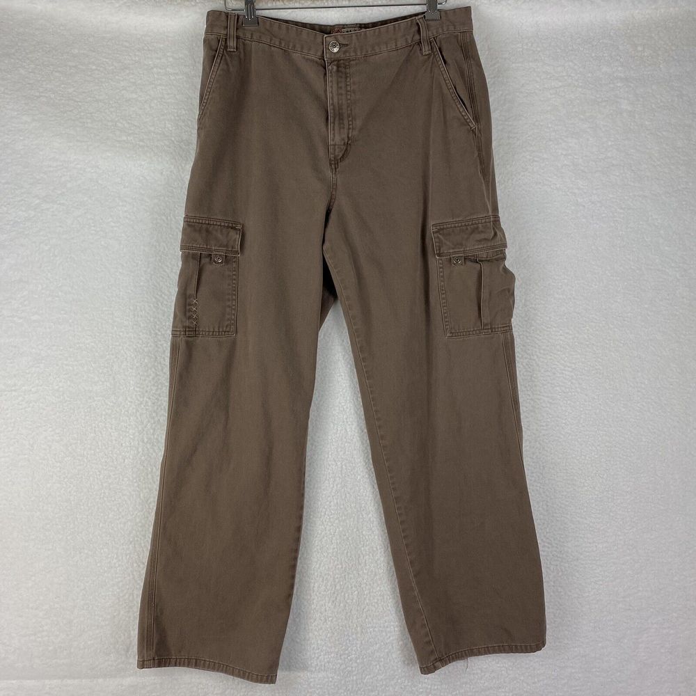 Vintage Tony Hawk Cargo Skater Pants Y2K Size 34x32 Brown Skateboarding Grunge